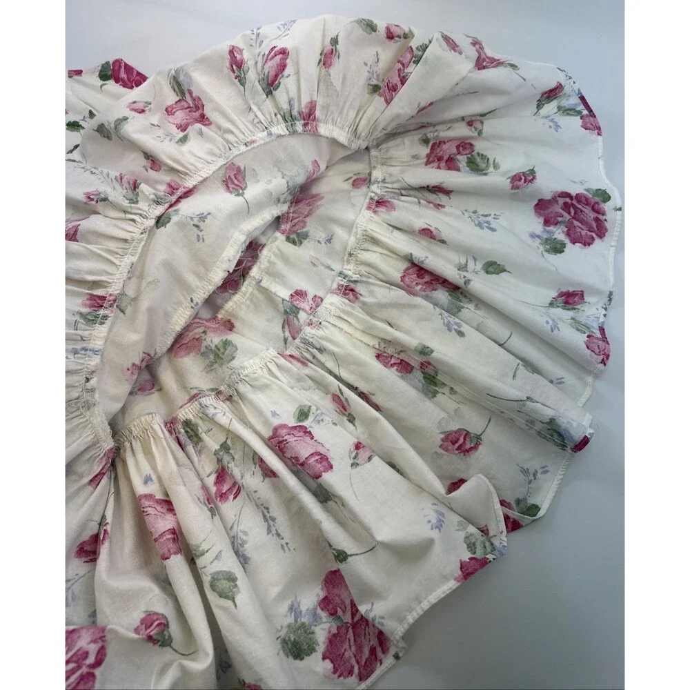 Byer Too! Vintage Dress Peplum Layered White Pink Ruffle 90s Button‎ Juniors 5